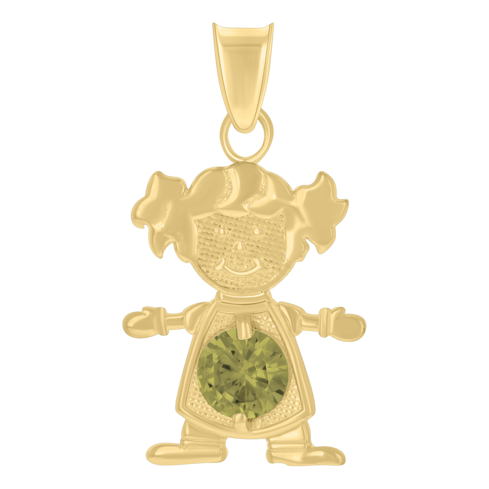 10kt 10k Yellow Gold Womens Green CZ Girl August Birthstone Charm Pendant